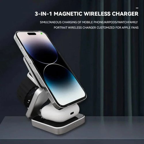 Foldable 3 in 1 Wireless Charging Phone Stand - Image 3