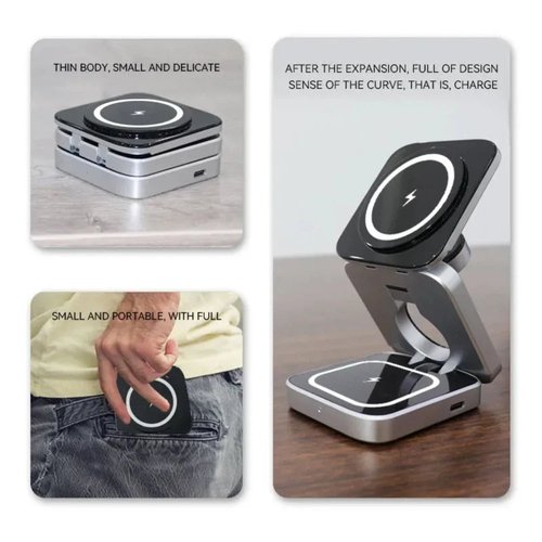Foldable 3 in 1 Wireless Charging Phone Stand - Image 5