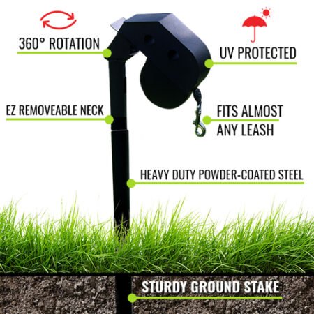 DogKeeper 360° Rotating Ground Stake – Heavy Duty Outdoor Tie-Out Anchor for Dogs